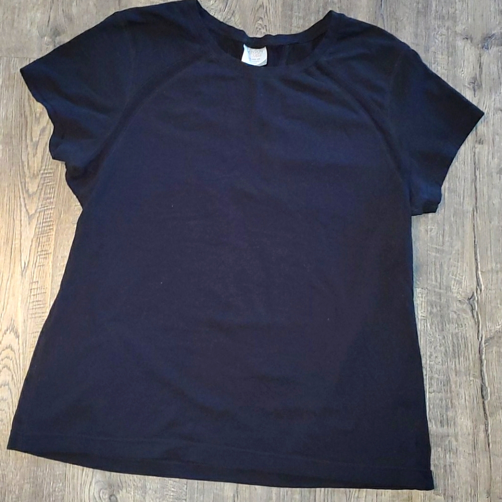 Black Danskin Now Yoga Top‎ w/ Mesh Inserts